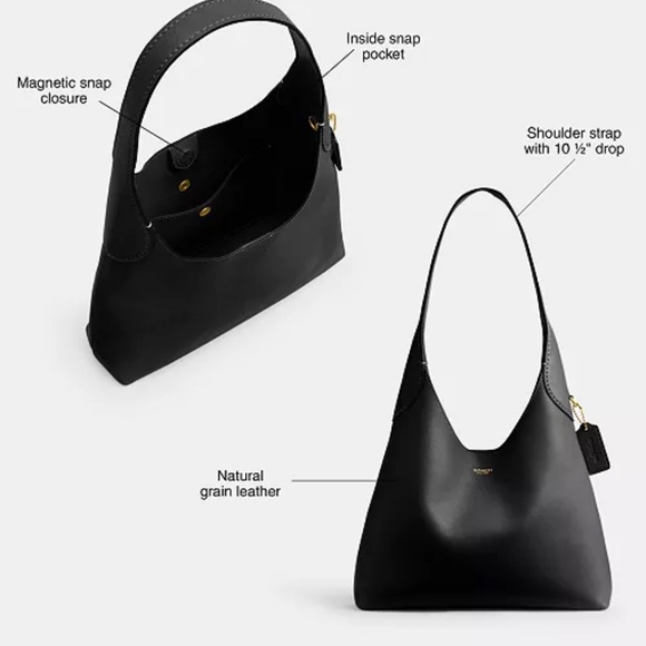 NWT Coach Black Brooklyn 28 Leather Shoulder Bag - Picture 7 of 11